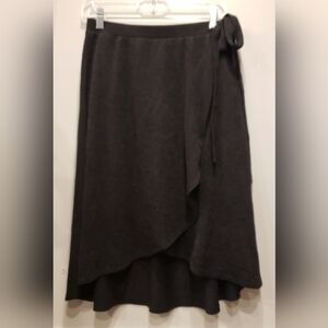 Maeve Black Faux Wrap Flounced Skirt Anthropologie - S